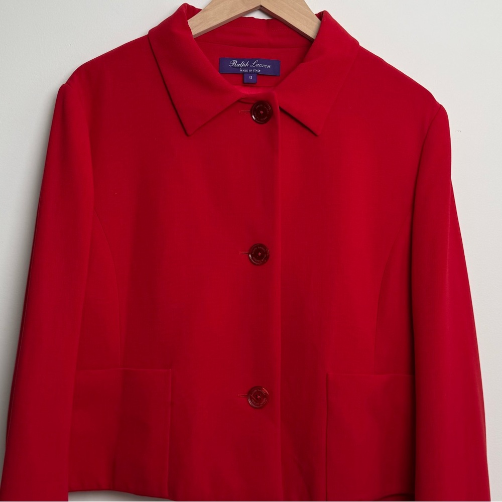Ralph Lauren Purple label red cropped pleated jacket - Picture 2 of 9
